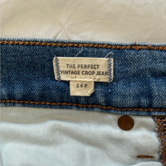 Madewell Petite Perfect Vintage Crop Jean Gooding Wash Knee Rip Edition - Picture 3 of 5